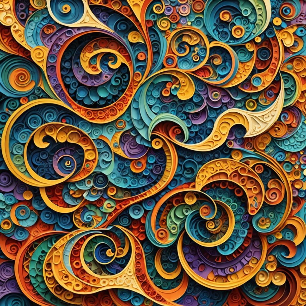 abstract vector fractal, wave function, Zentangle, 3d shadin...