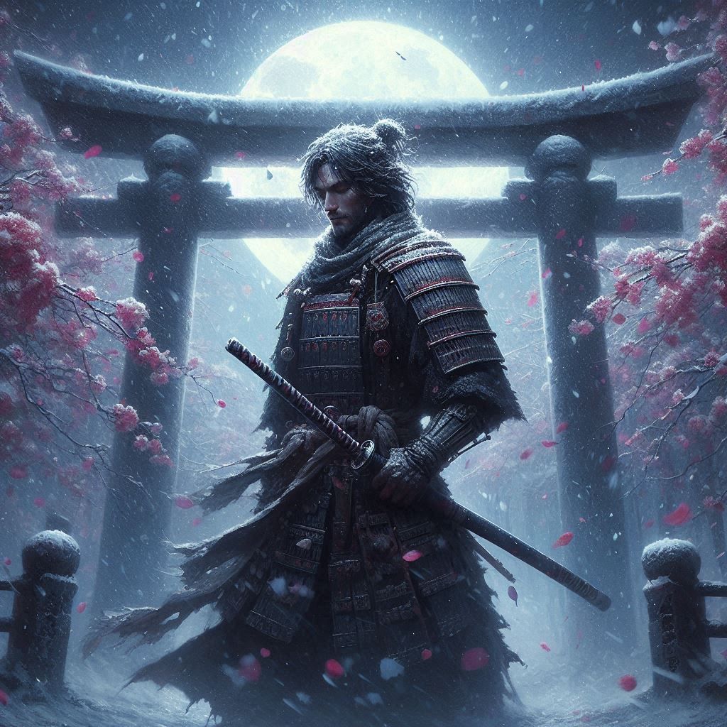 The Last Step Through Torii: Between worlds, he lingers  by @Artless