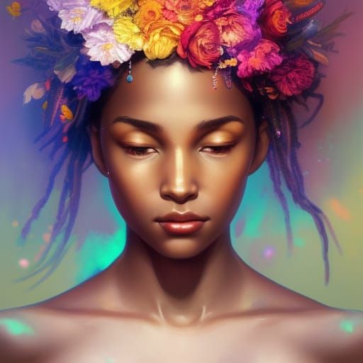 African-American goddess of flowers and rainbows - AI Generated Artwork ...