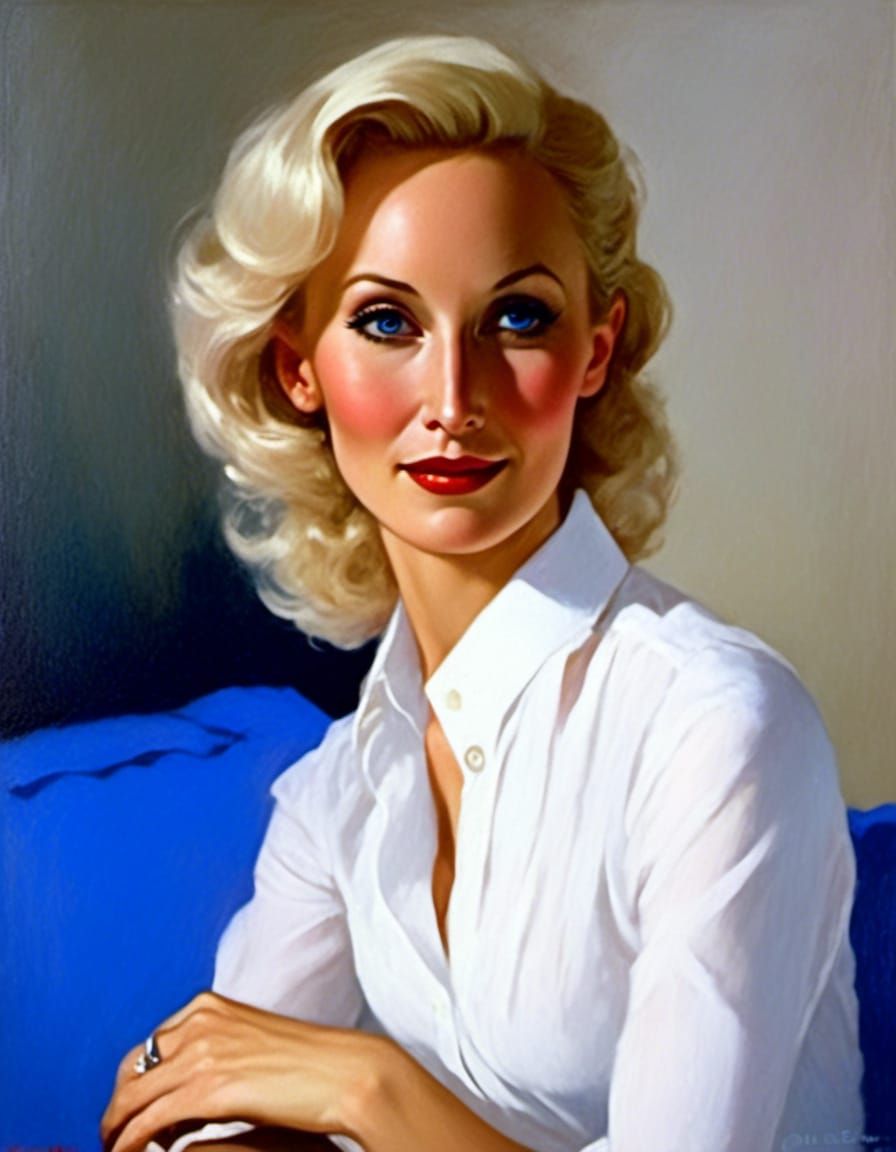 style of intricately detailed oil painting by Gil Elvgren and Jack ...