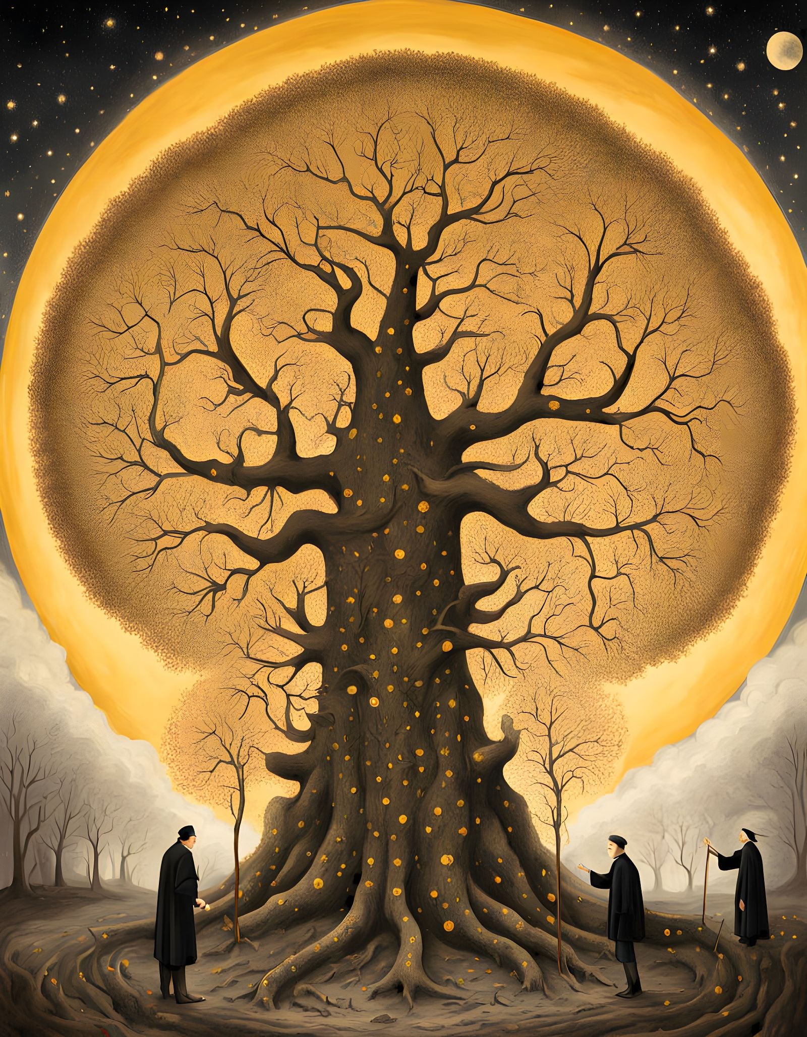 Spiral Tree of Life Ascending to Golden Light