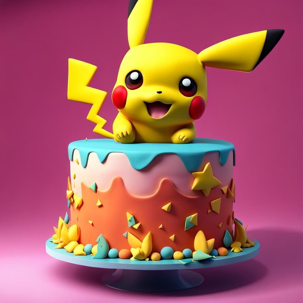 cake with pikachu on top - AI Generated Artwork - NightCafe Creator