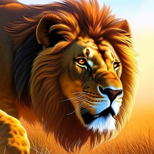 Lion on the hunt - AI Generated Artwork - NightCafe Creator