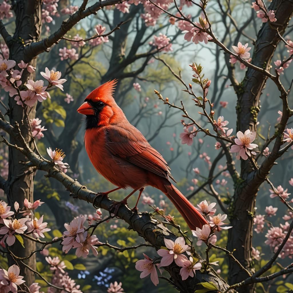 Cardinal In Spring