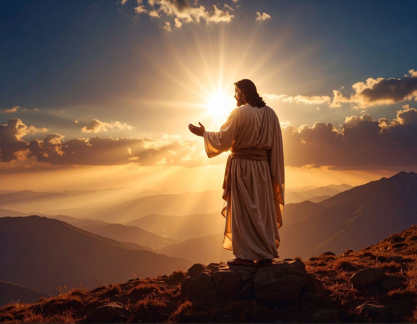 Jesus Praying on a Mountain