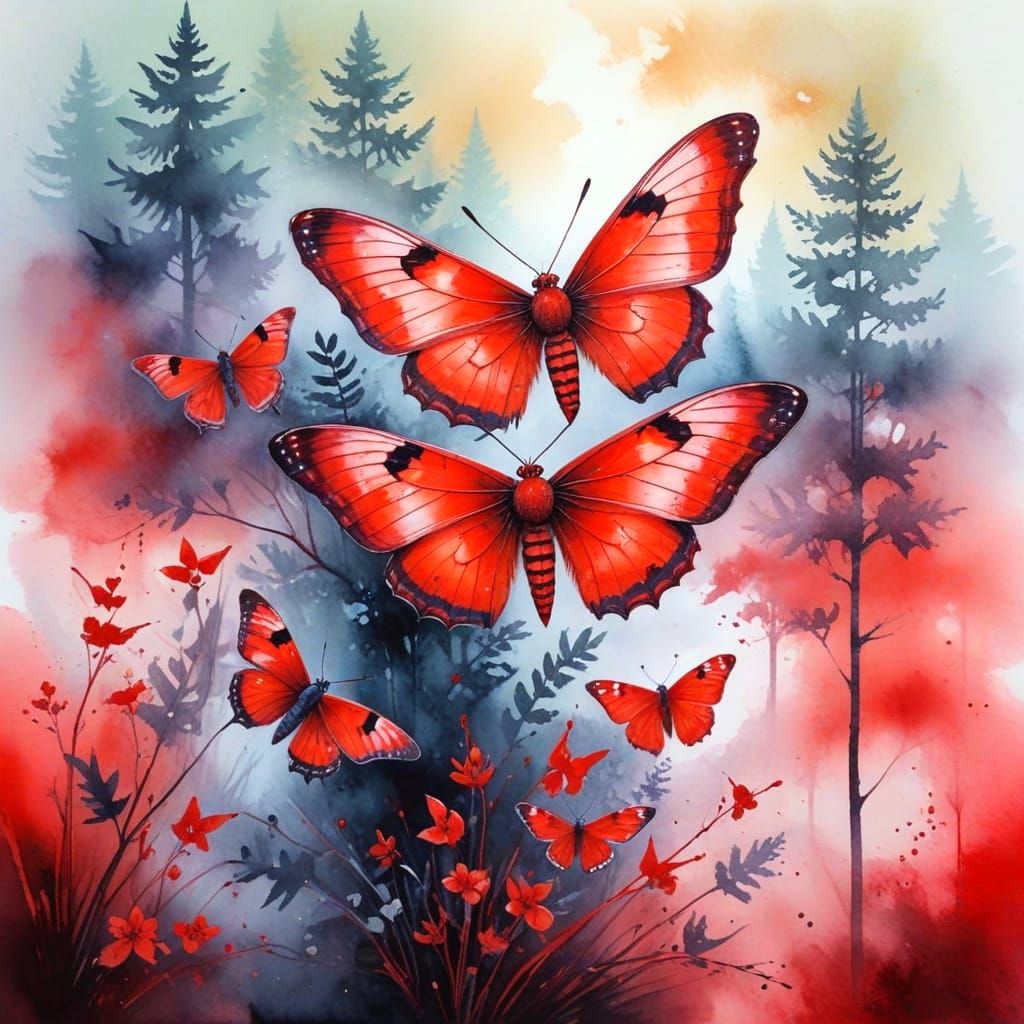 "Fluttered Bonds In A Scarlet Haze"  by @Kizby