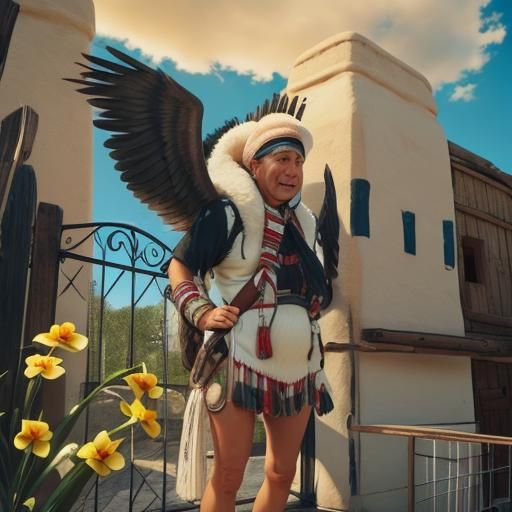 Buzy  populated Thundebird Native American pueblos in New Me...