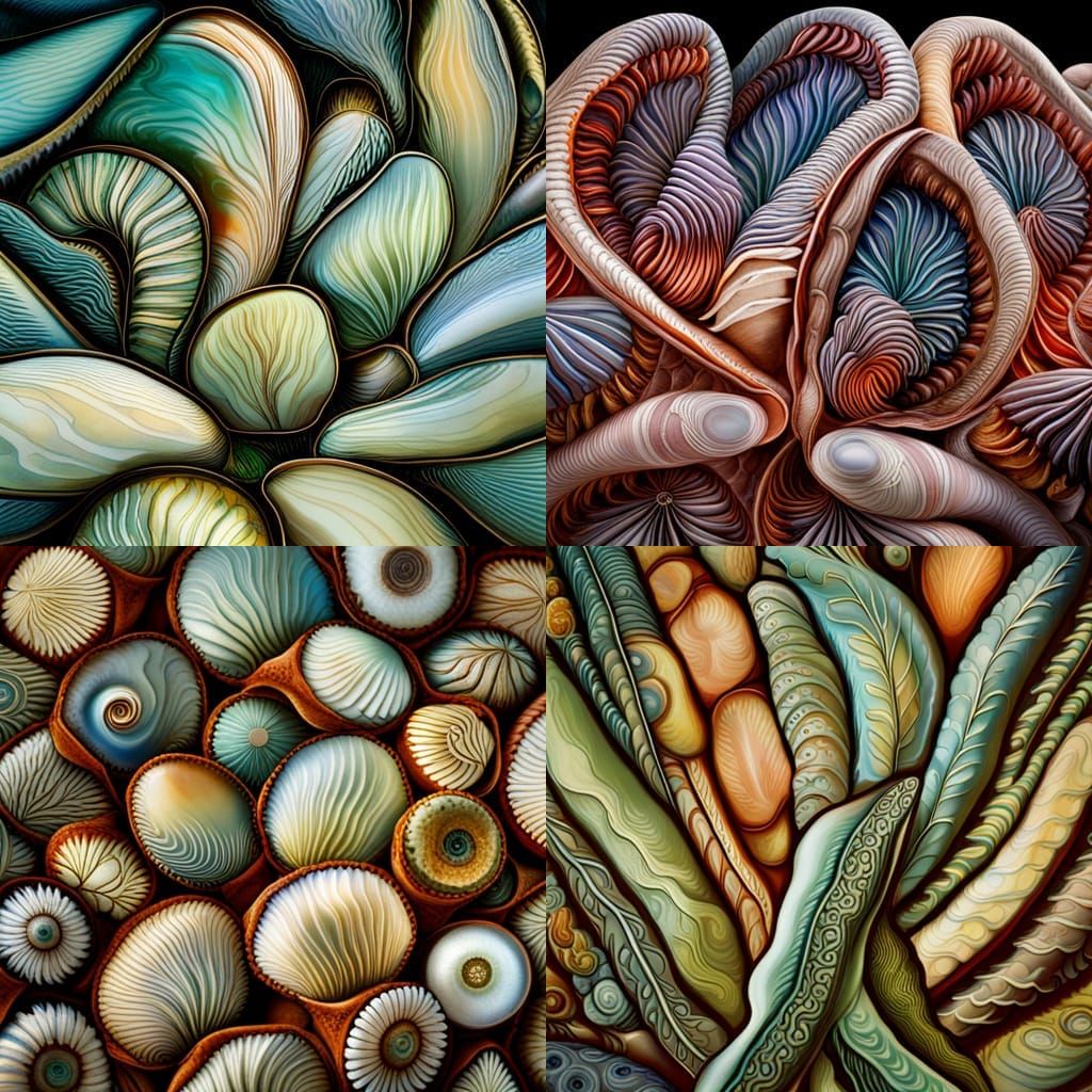 Ernst Haeckel botanical art, abalone seaweed diatoms