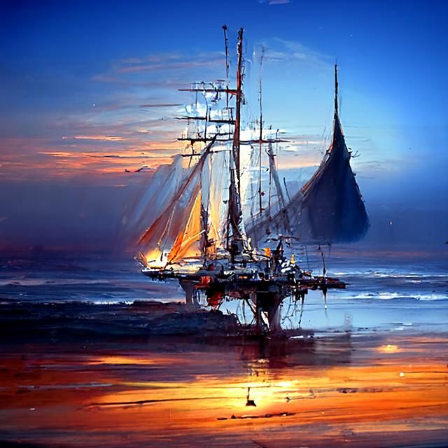 sailing ship at dawn