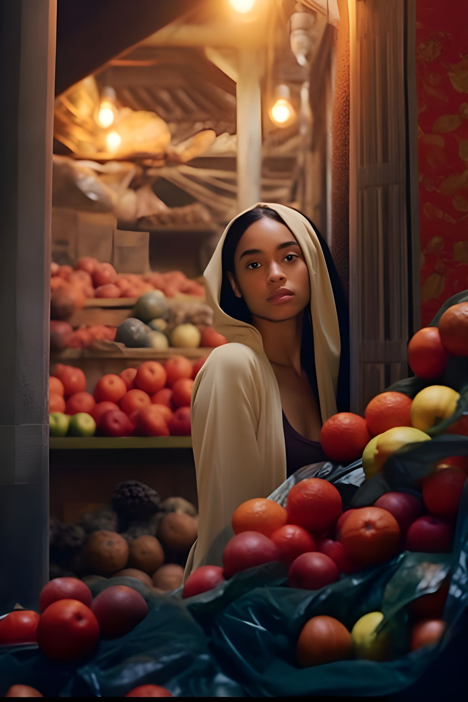 Woman at the roman fruit market   by @Guille