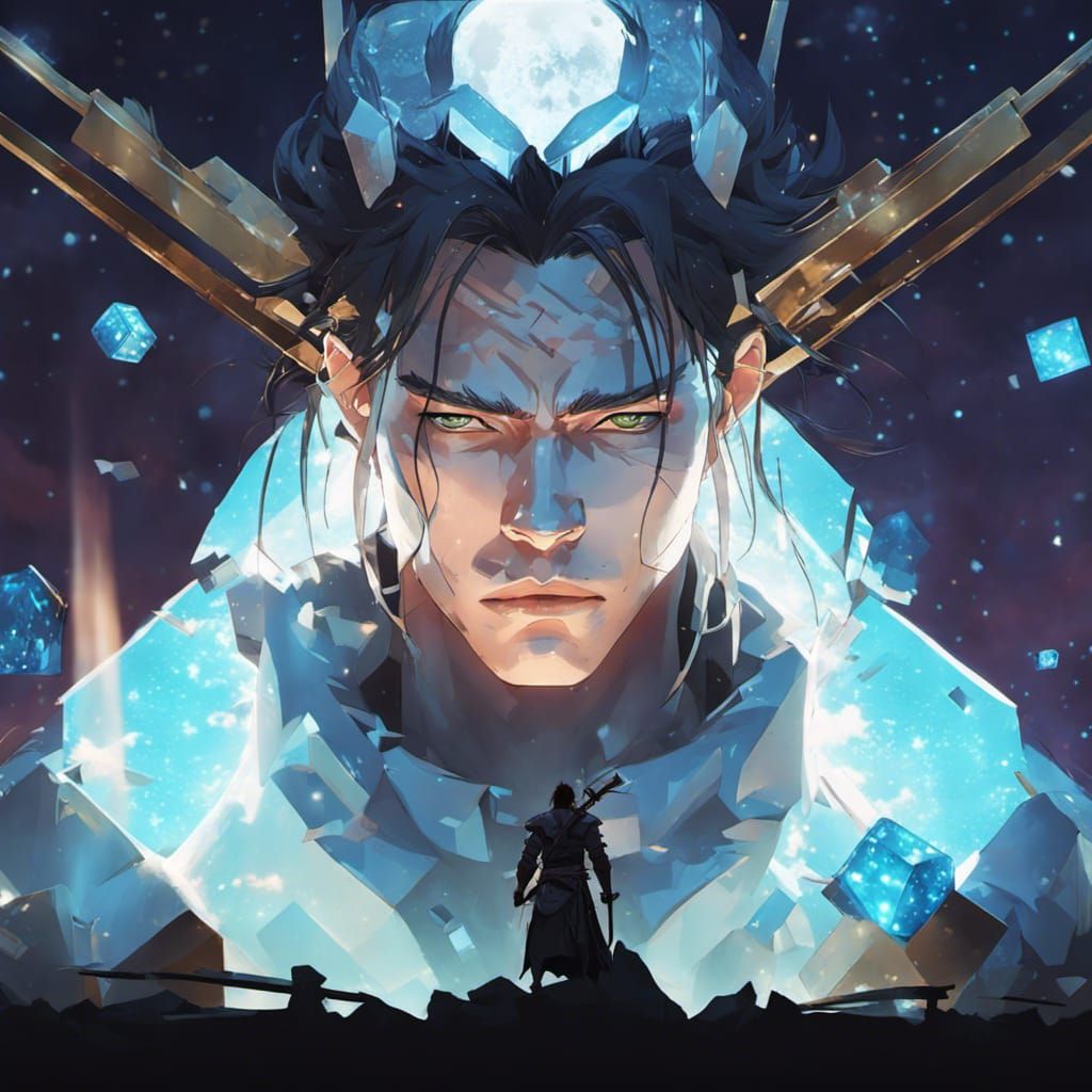 Cyborg Samurai Portrait in Anime Style