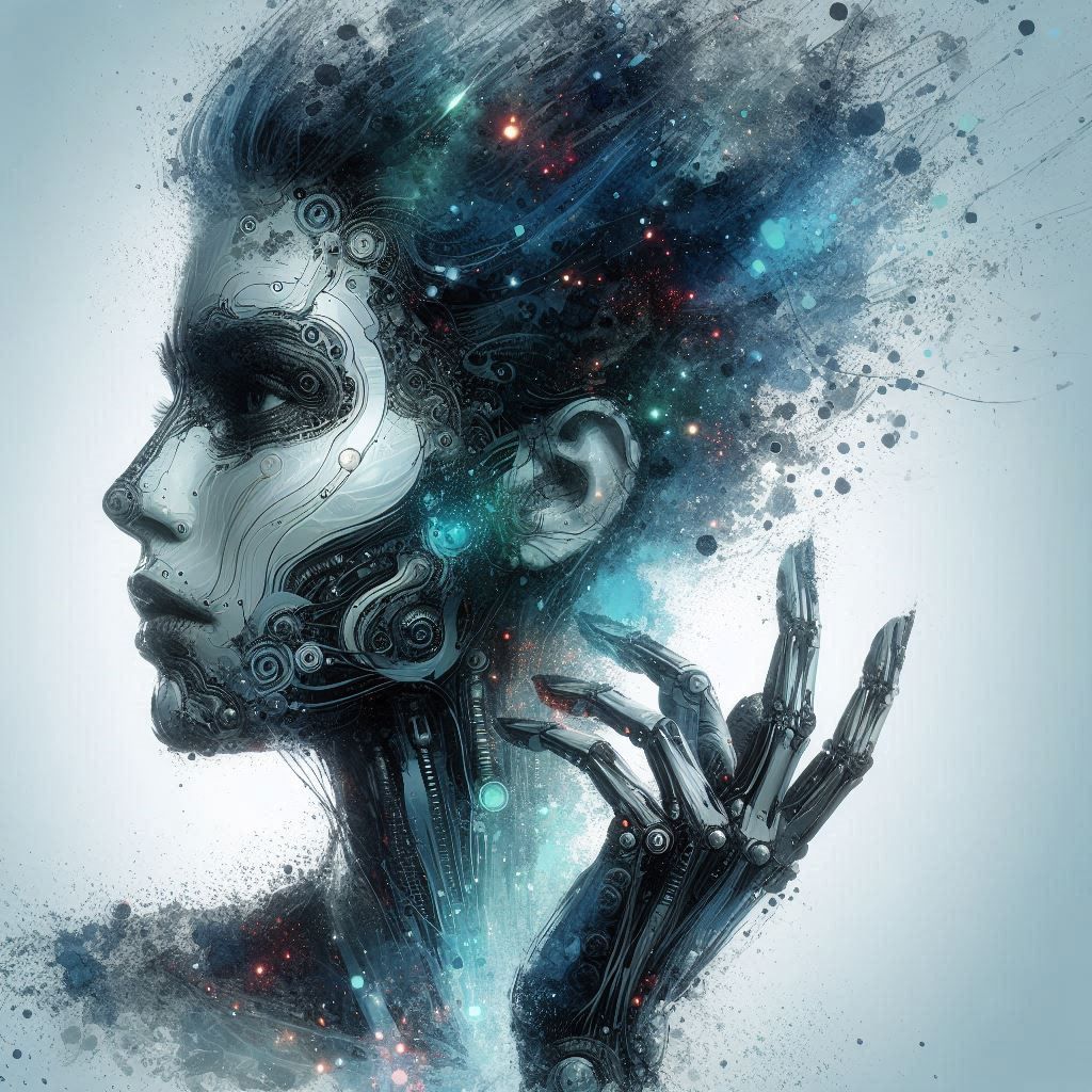 double exposure beautiful fantasy DALL-E 3 portrait landscape..