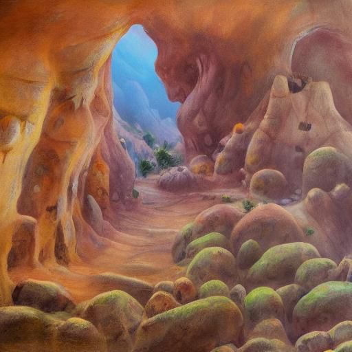 Desert Canyon Loess Grotto Mural Sculpture in Surreal Style
