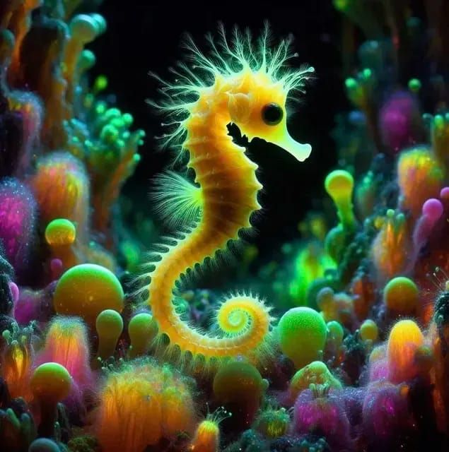Teeny Tiny Yellow Fluffy Seahorse