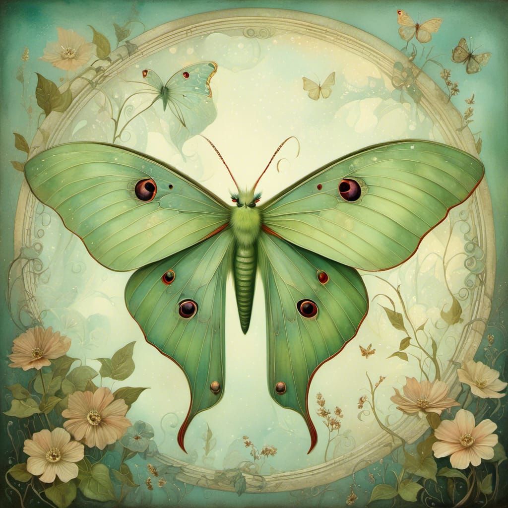 Lovely Luna Moth - AI Generated Artwork - NightCafe Creator