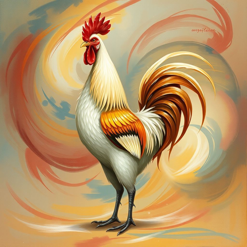 A fantastical, full-length rooster