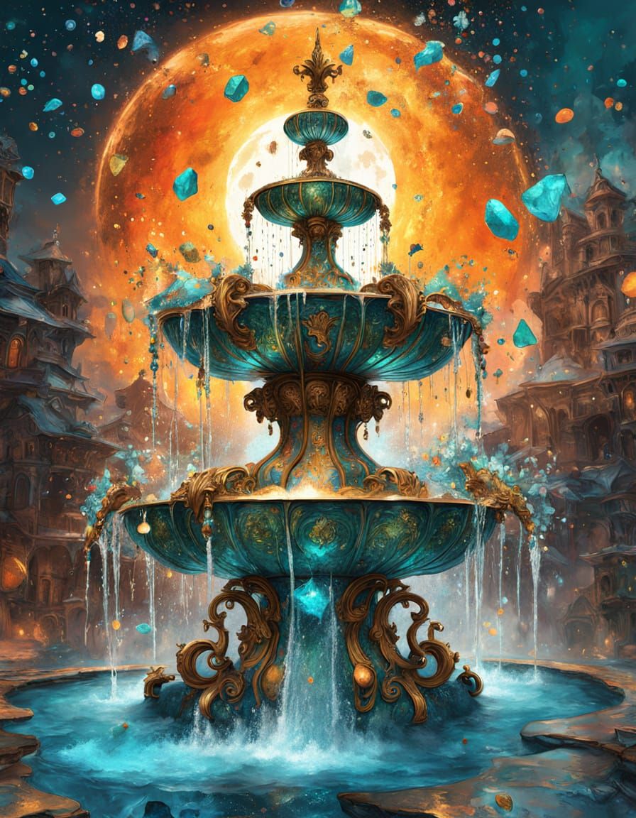 Majestic Fountain of the Moon!  by @ArtMew94
