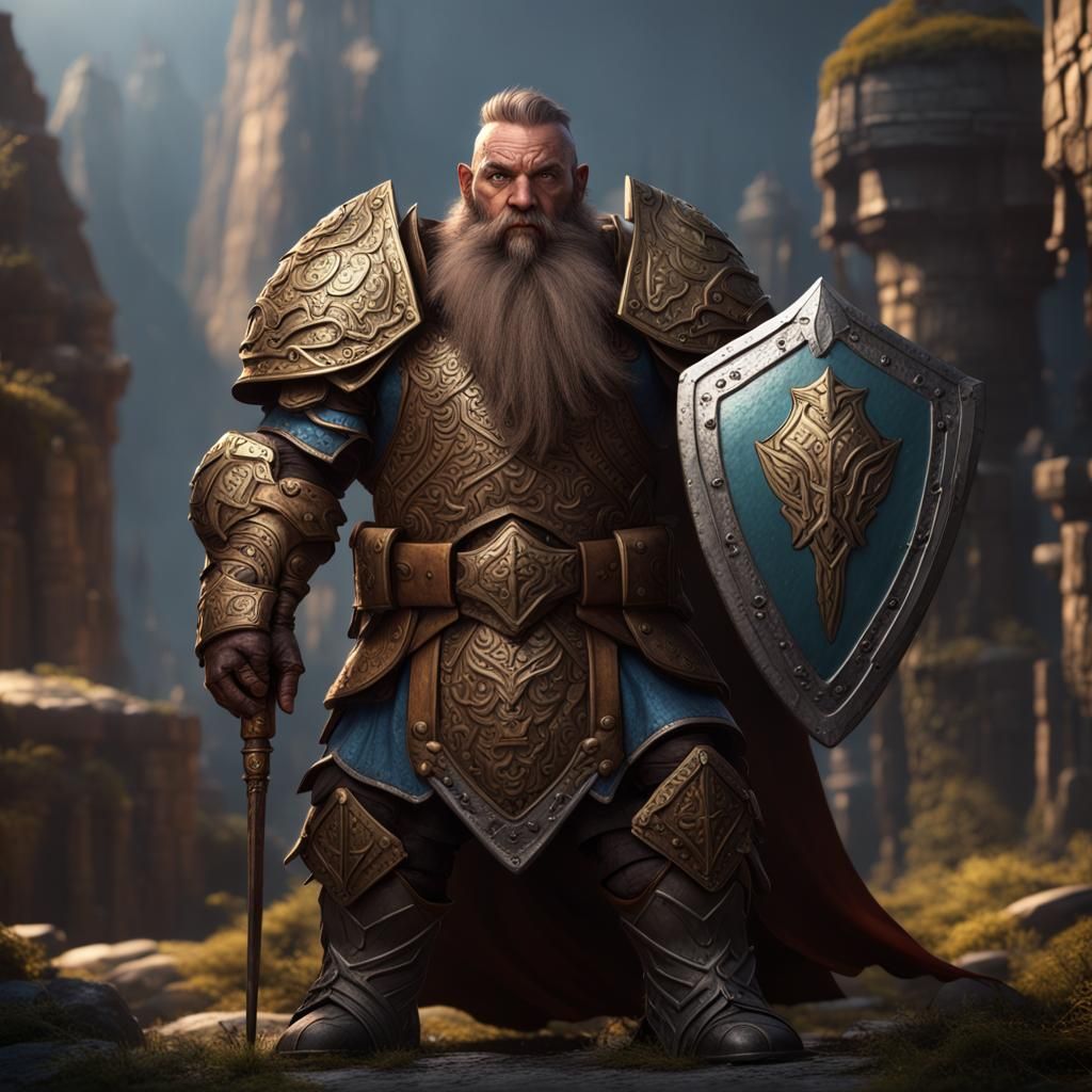 Male Dwarf Paladin with shield - AI Generated Artwork - NightCafe Creator