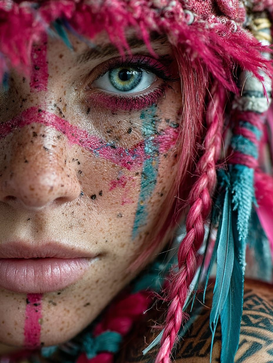 Feathered Portrait, Patterned Gaze