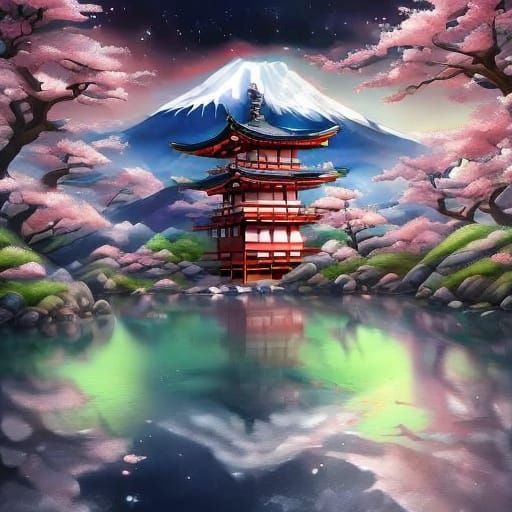 Dreamlike Fushimi Inari Shrine Acrylic Painting