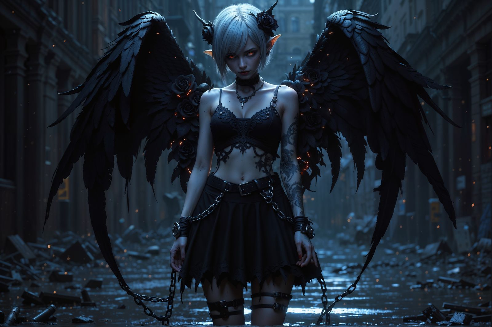 Gothic Chain Feathered Fairy
