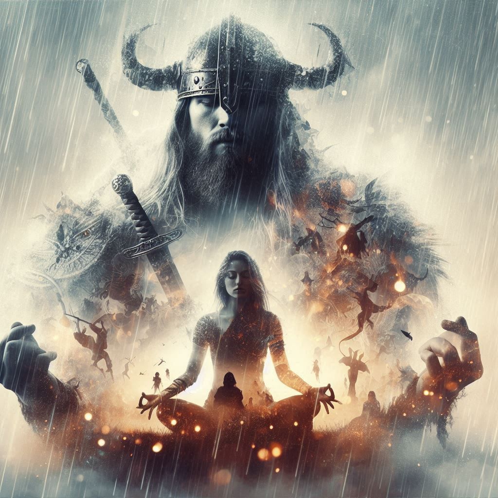 double exposure beautiful fantasy DALL-E 3 portrait landscap...