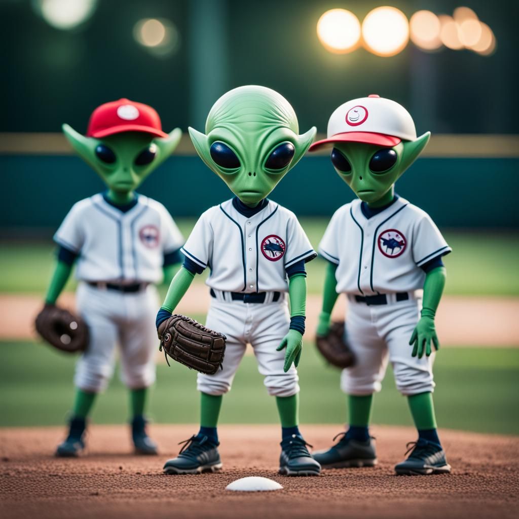 An alien Baseball team.   by @ZombieSnot