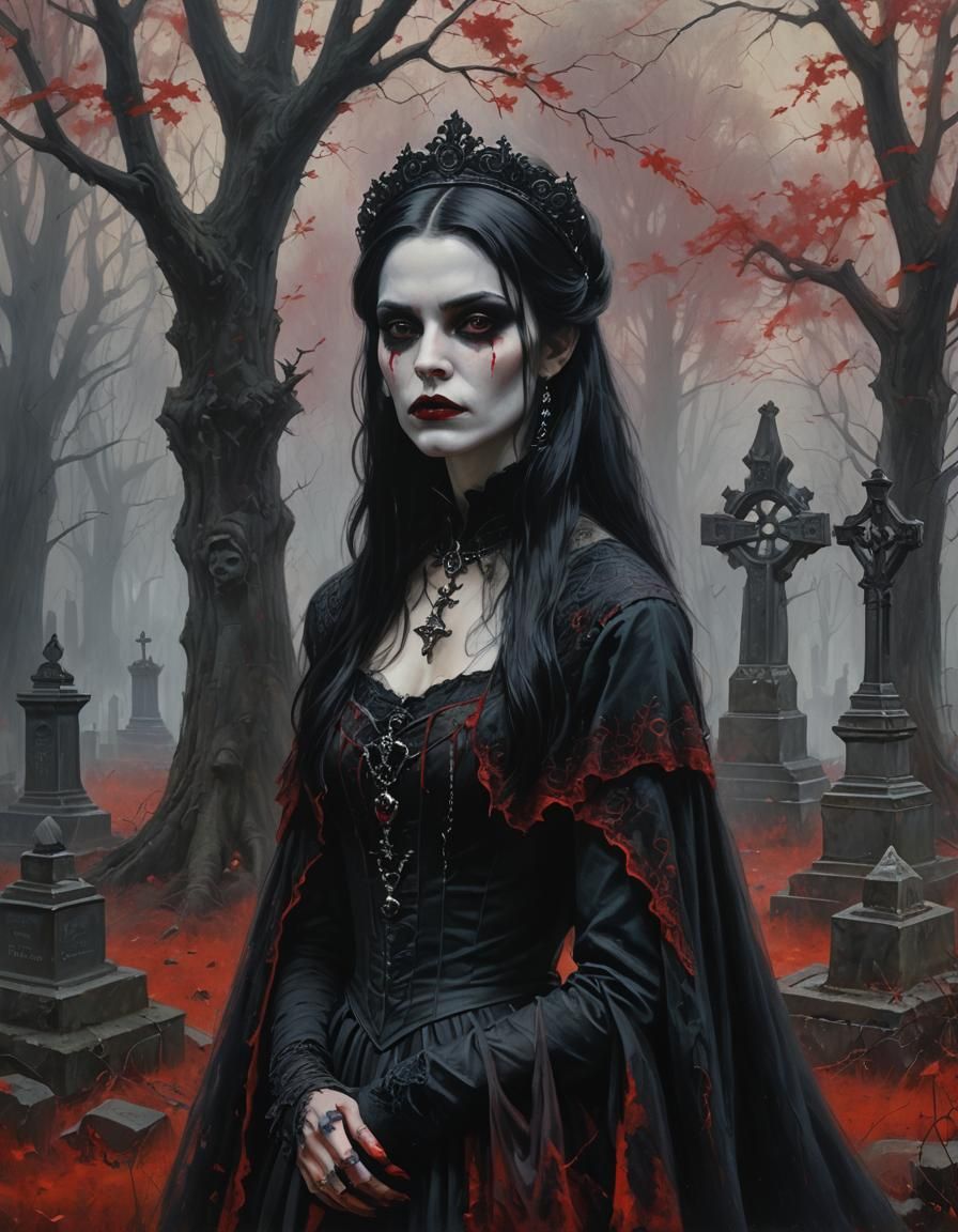 beautiful goth vampire princess black haunted close portrait gothic ...