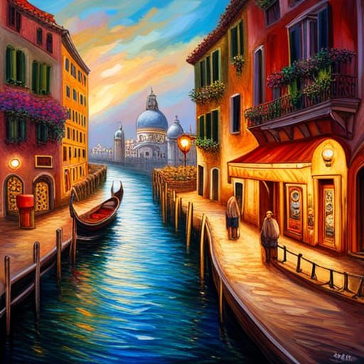 a cruise ship in Venice Italy in the style of Josephine Wall - AI ...