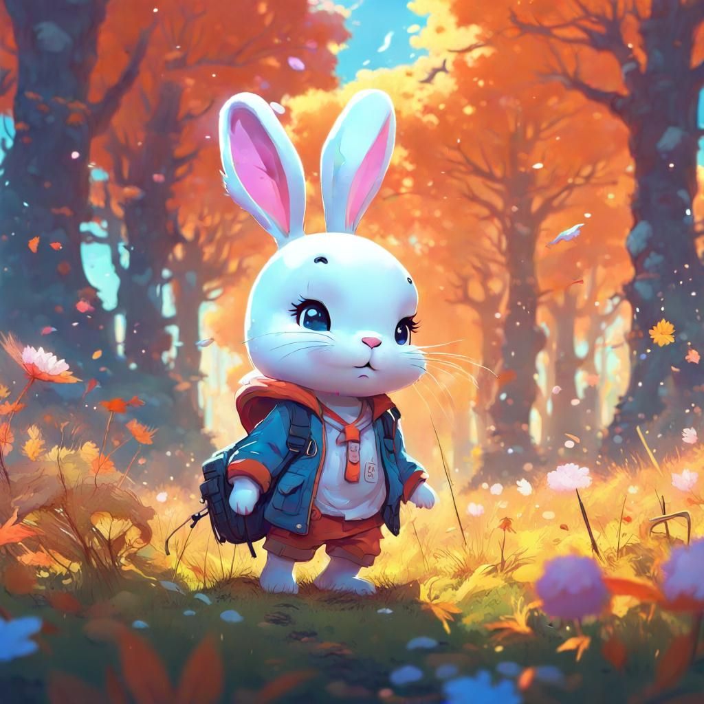 Summer Bunny Embraces the Fall Breeze