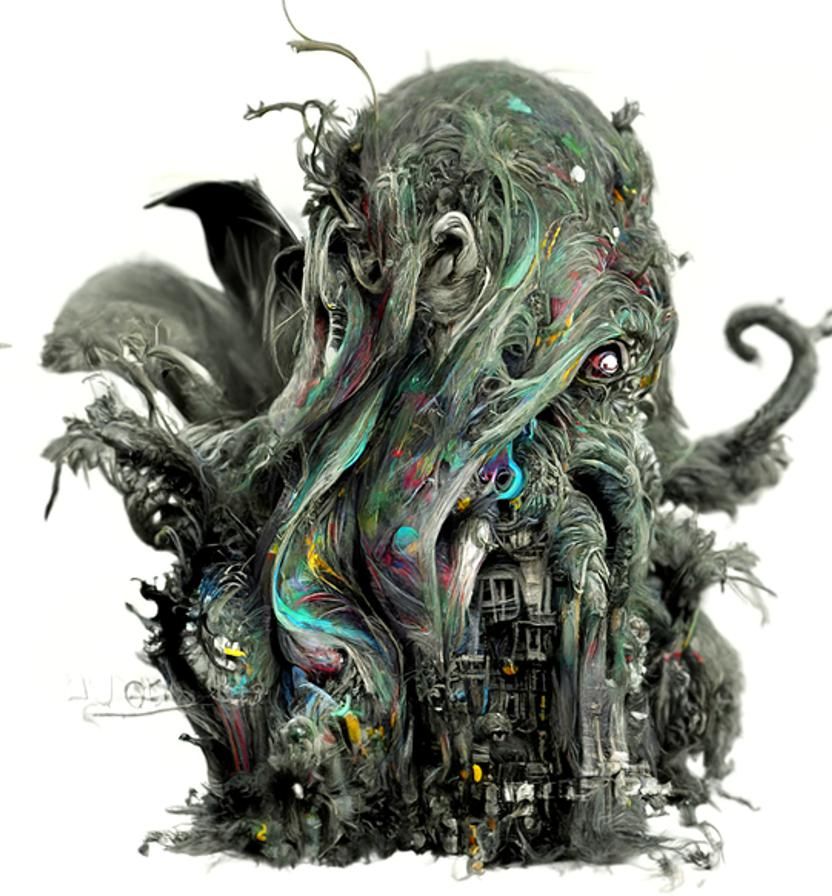 lovecraftian, creature, fantasy, colorful, drab