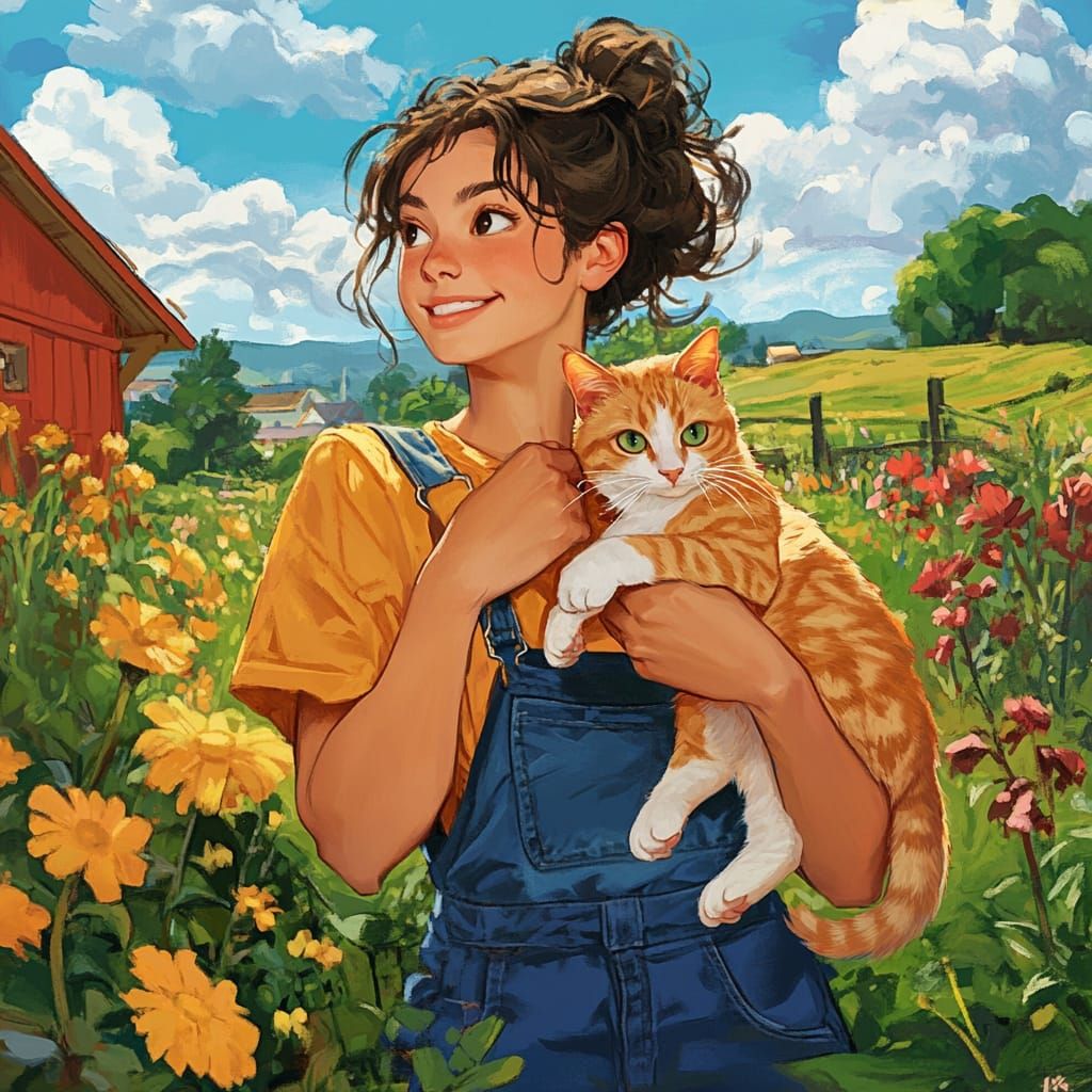 Woman and Her Cat