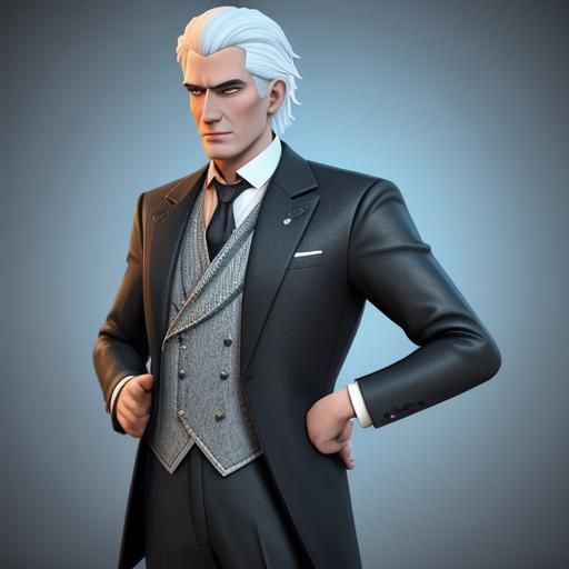 a gentleman, white hair, tall, handsome, good manners, good ...