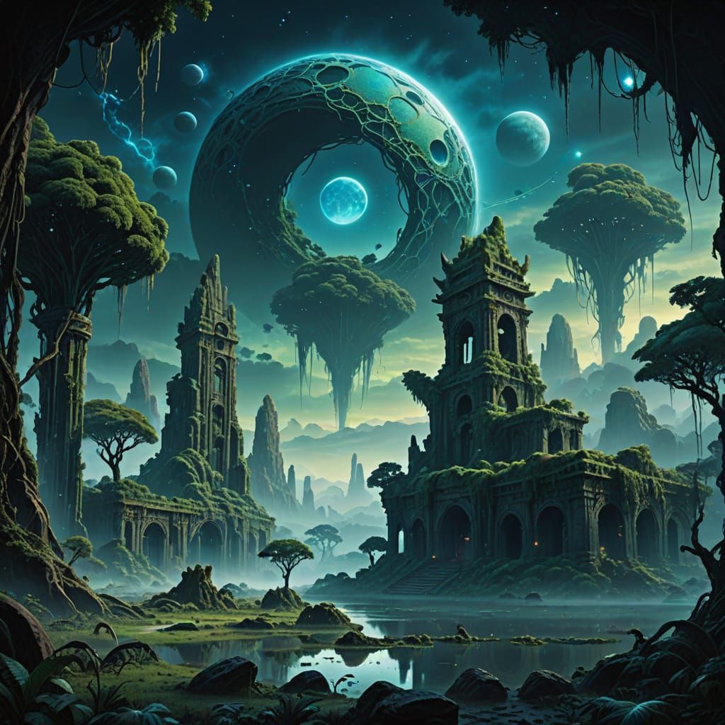 Ancient ruins on a distant alien planet