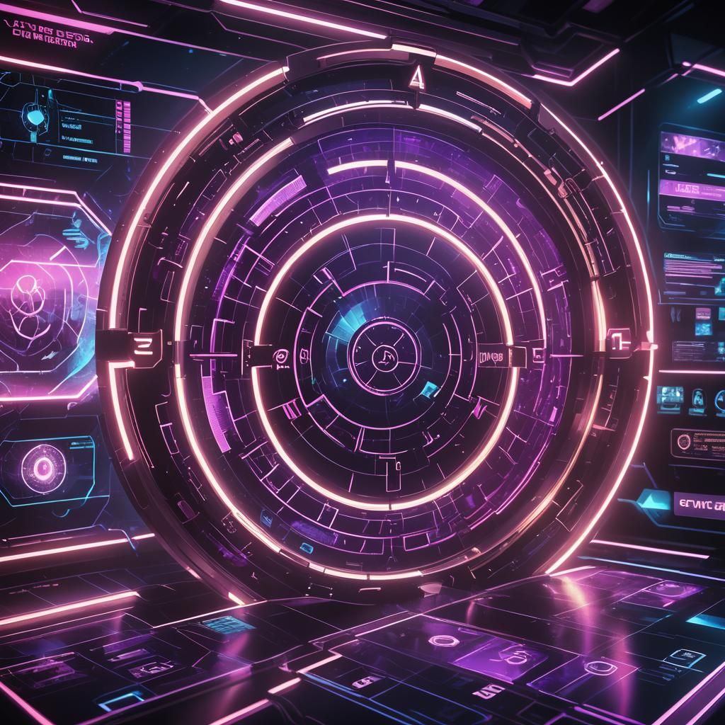 Futuristic Cyberpunk Dashboard with Holographic Projections