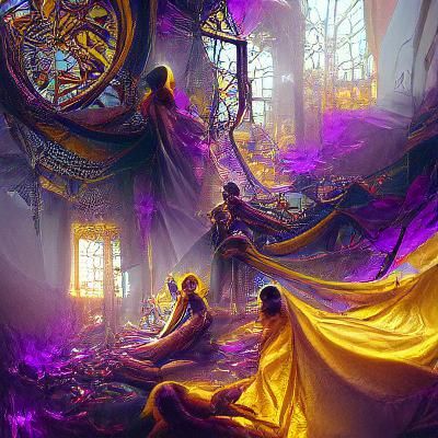 The Fates weaving the fates of humans