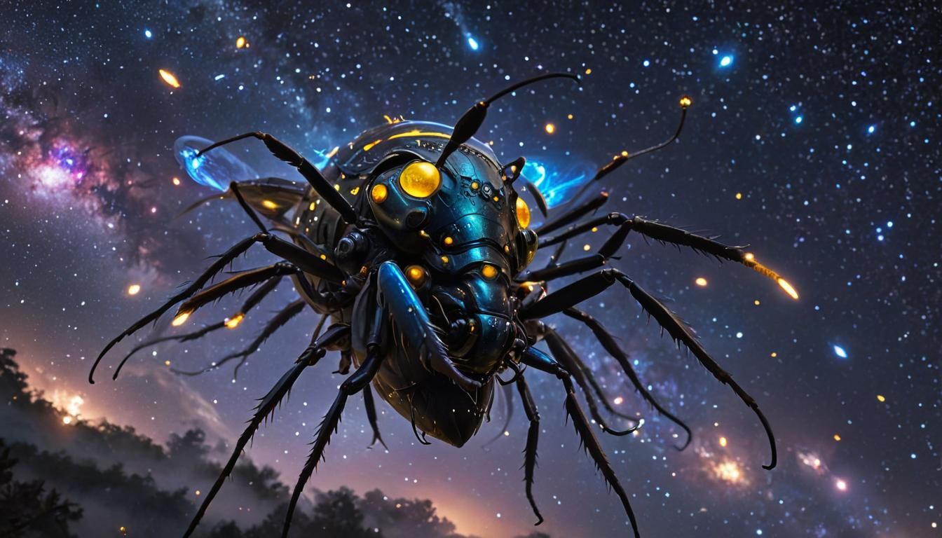 (Beautiful voluptuous fireflies entangled in defeat against ...
