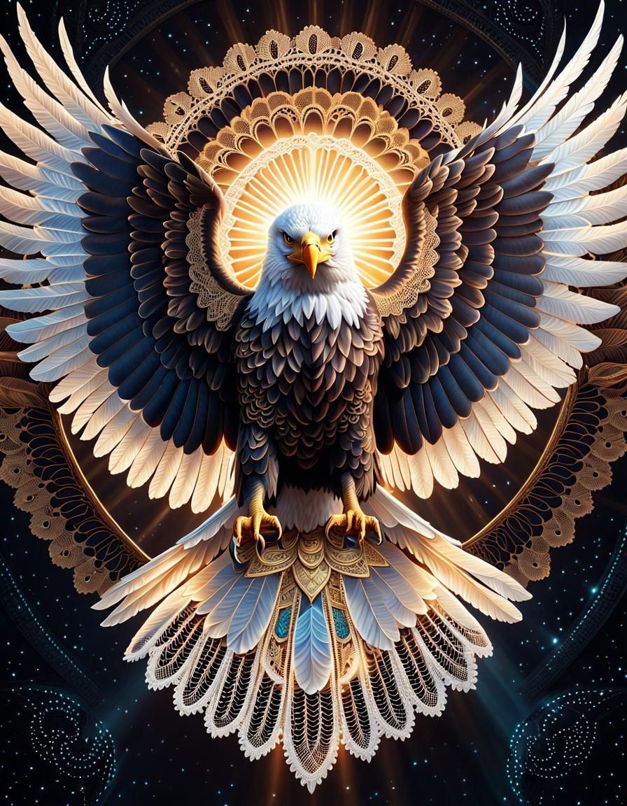 A beautiful large lace eagle with wings spread, beautiful la...