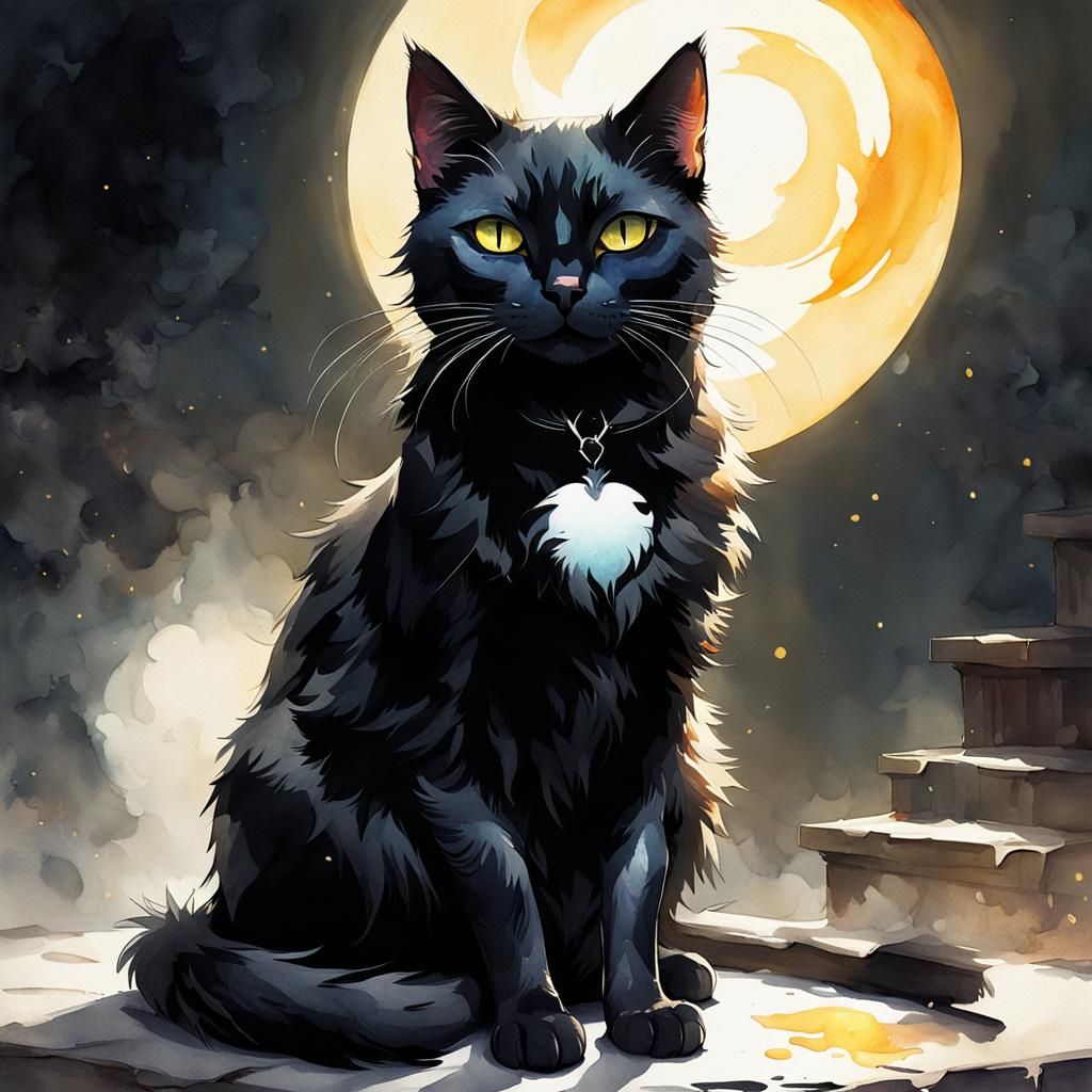 Nighttime kitty - AI Generated Artwork - NightCafe Creator