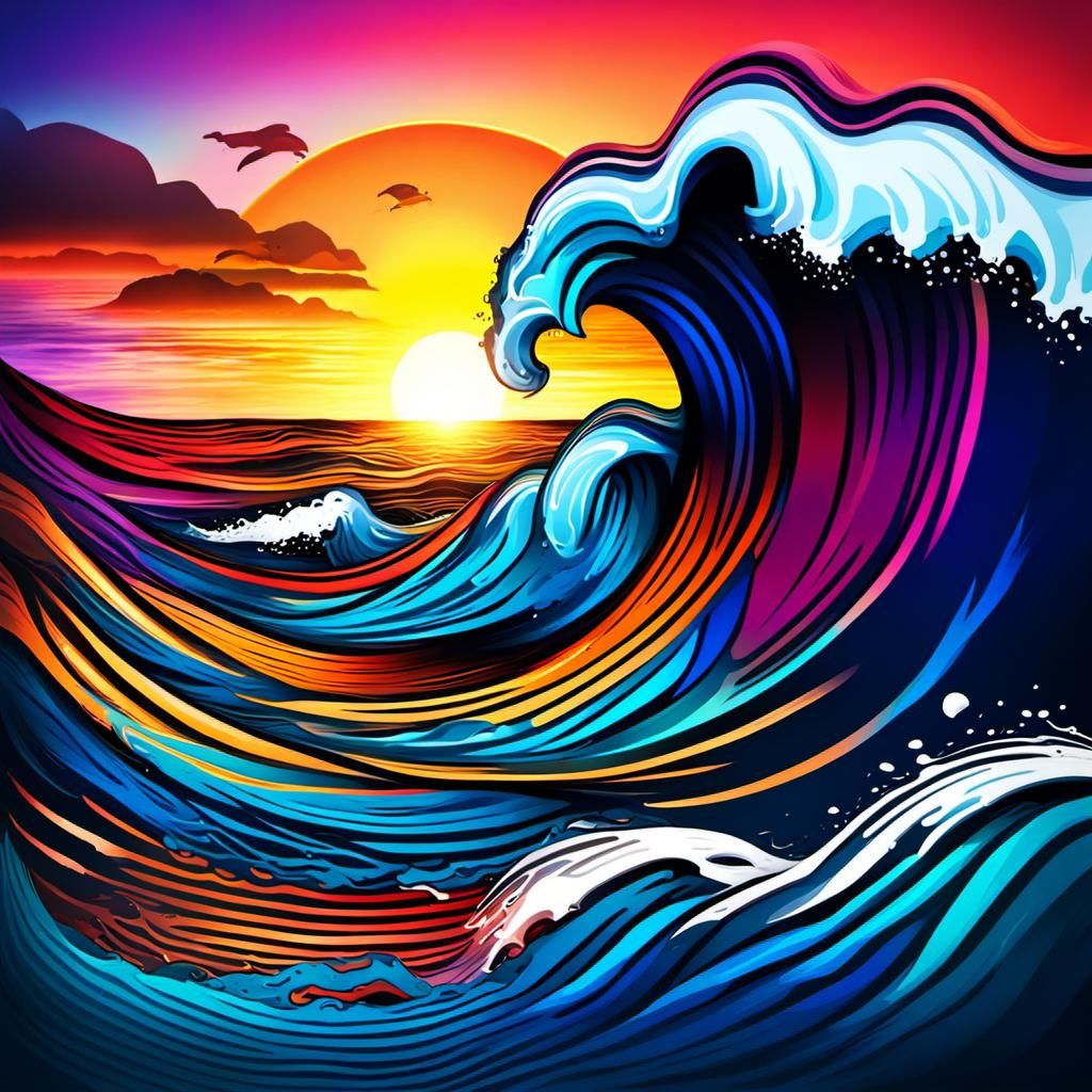 Crashing Waves at Sunset (4)