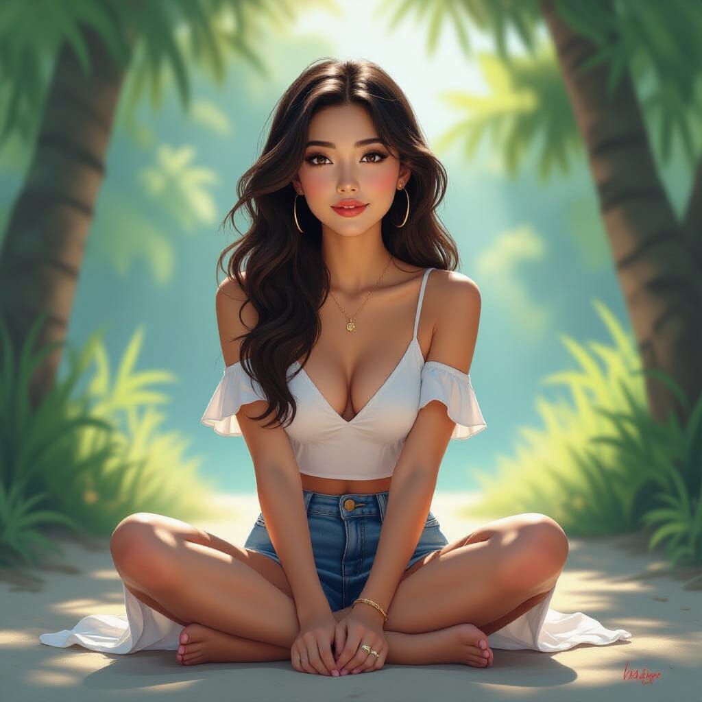 Combine the woman with the landscape - Start Image 2