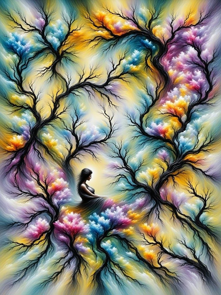  <lora:Spirit of Nature:1.0> A rabarinth of nature winding through the mind while arranging the past to make way for the future