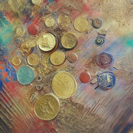 Warring States Coins in Surreal Hyperrealistic Style