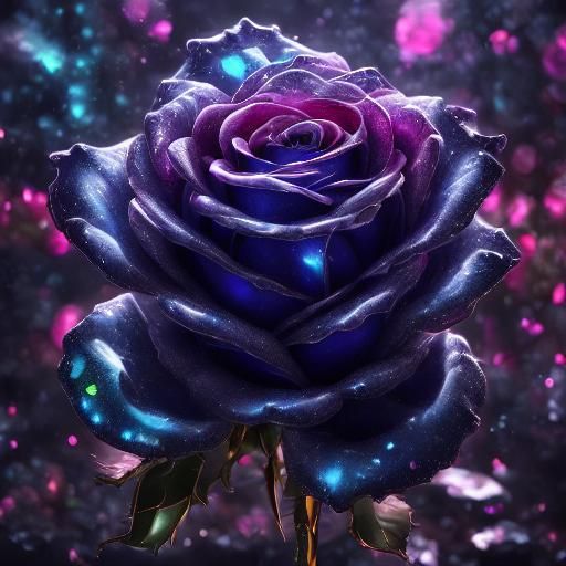 Glittering Metal Rose in Photorealistic Style