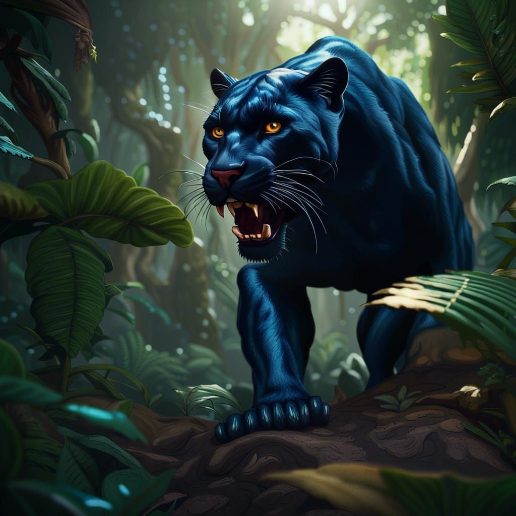 Ferocious panther hunting in the jungle - AI Generated Artwork ...