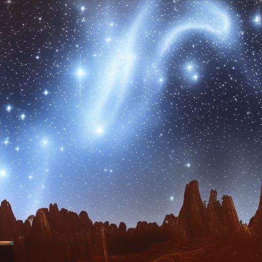 Night Star Constellation over Mountain Peaks  by @Katarzyna S-J