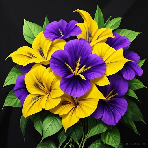 Purple allamanda flower and yellow allamanda flower, combine...