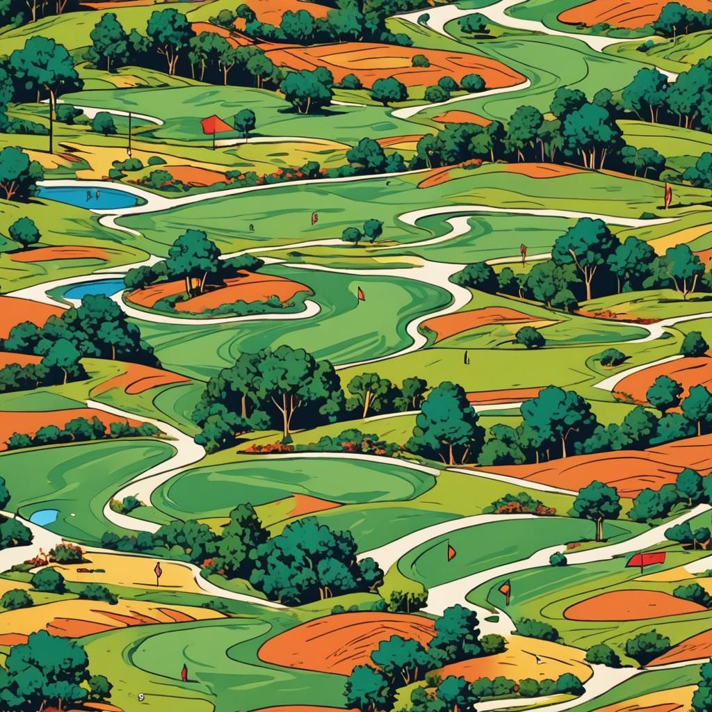 a vibrant, retro style, whimsical scene surrounded by rollin...
