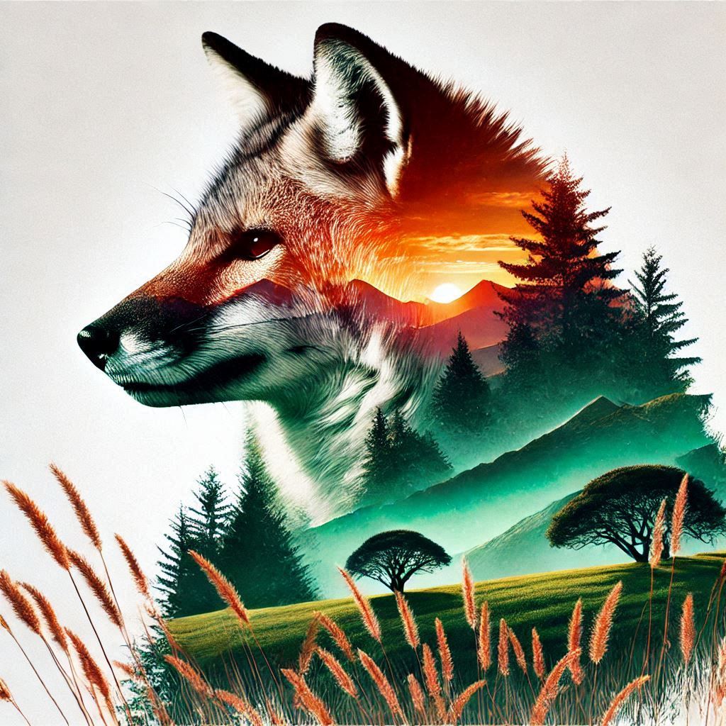 double exposure beautiful fantasy DALL-E 3 portrait landscape..