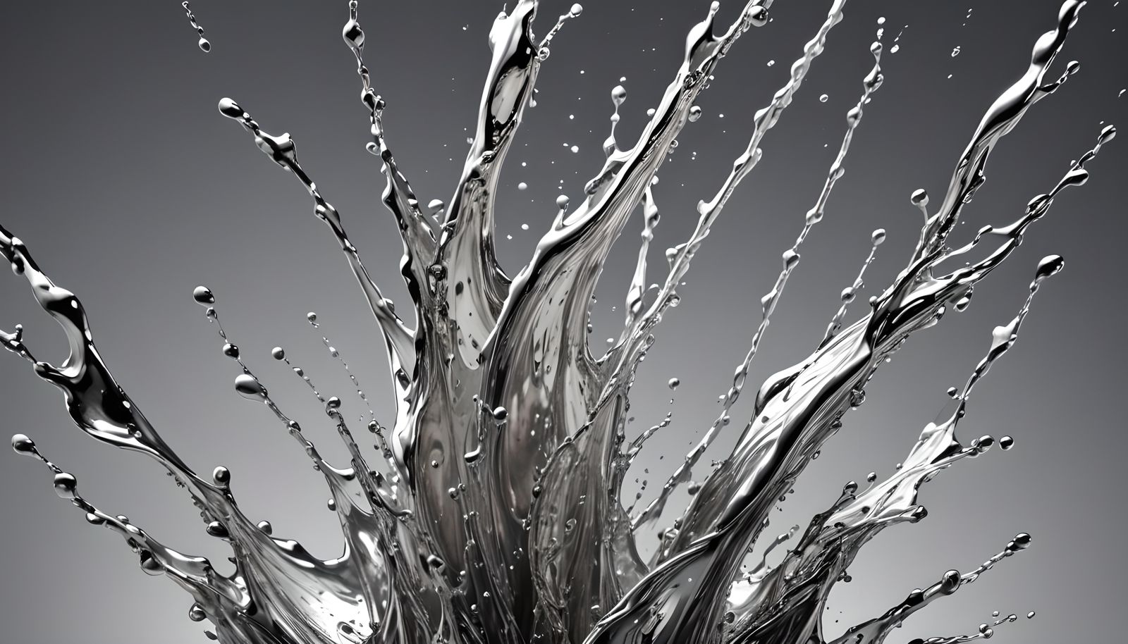 minimalistic high end splashing silver tinted liquid becomin...